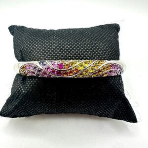 NWOT‎ Unbelievable lab created sapphires in sterling silver cuff bracelet!